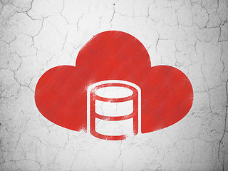 Image showing Software concept: Database With Cloud on wall background