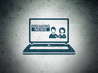 Image showing News concept: Breaking News On Laptop on Digital Data Paper background