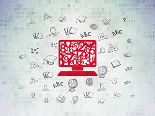 Image showing Education concept: Computer Pc on Digital Data Paper background