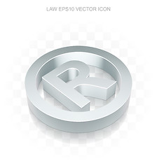 Image showing Law icon: Flat metallic 3d Registered, transparent shadow, EPS 10 vector.
