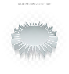 Image showing Travel icon: Flat metallic 3d Sun, transparent shadow, EPS 10 vector.
