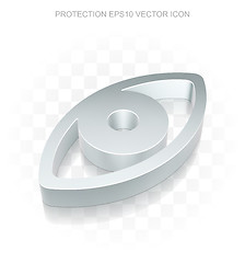 Image showing Privacy icon: Flat metallic 3d Eye, transparent shadow, EPS 10 vector.