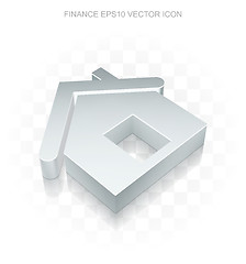 Image showing Finance icon: Flat metallic 3d Home, transparent shadow, EPS 10 vector.