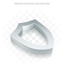 Image showing Security icon: Flat metallic 3d Contoured Shield, transparent shadow, EPS 10 vector.