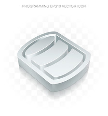 Image showing Software icon: Flat metallic 3d Database, transparent shadow, EPS 10 vector.