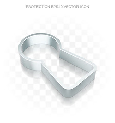 Image showing Privacy icon: Flat metallic 3d Keyhole, transparent shadow, EPS 10 vector.