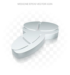 Image showing Medicine icon: Flat metallic 3d Pills, transparent shadow, EPS 10 vector.