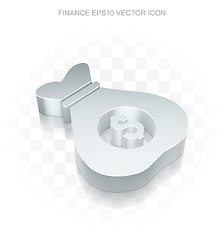 Image showing Business icon: Flat metallic 3d Money Bag, transparent shadow, EPS 10 vector.