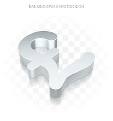 Image showing Currency icon: Flat metallic 3d Pound, transparent shadow, EPS 10 vector.