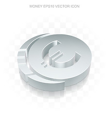 Image showing Currency icon: Flat metallic 3d Euro Coin, transparent shadow, EPS 10 vector.