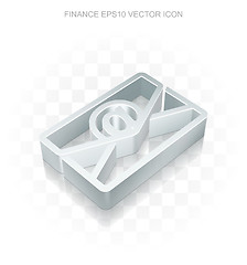 Image showing Finance icon: Flat metallic 3d Email, transparent shadow, EPS 10 vector.