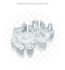 Image showing Business icon: Flat metallic 3d Finance Symbol, transparent shadow, EPS 10 vector.