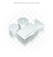 Image showing Travel icon: Flat metallic 3d Camera, transparent shadow, EPS 10 vector.