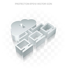 Image showing Safety icon: Flat metallic 3d Cloud Network, transparent shadow, EPS 10 vector.
