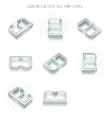 Image showing Science icons set: different views of metallic Book, transparent shadow, EPS 10 vector.