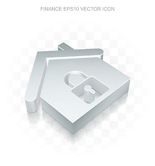 Image showing Finance icon: Flat metallic 3d Home, transparent shadow, EPS 10 vector.