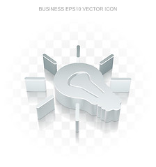 Image showing Finance icon: Flat metallic 3d Light Bulb, transparent shadow. EPS 10 vector.