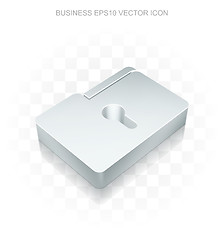 Image showing Finance icon: Flat metallic 3d Folder With Keyhole, transparent shadow, EPS 10 vector.