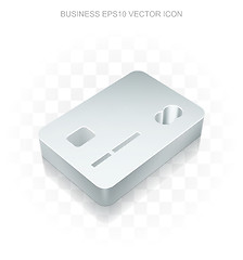 Image showing Finance icon: Flat metallic 3d Credit Card, transparent shadow, EPS 10 vector.