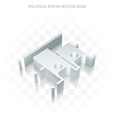 Image showing Politics icon: Flat metallic 3d Election, transparent shadow, EPS 10 vector.