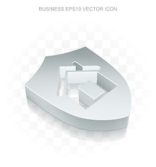 Image showing Business icon: Flat metallic 3d Shield, transparent shadow, EPS 10 vector.