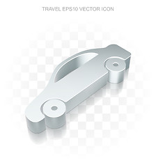 Image showing Travel icon: Flat metallic 3d Car, transparent shadow EPS 10 vector.