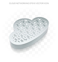 Image showing Flat metallic cloud technology 3dCloud With Code icon, vector illustration.