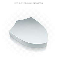 Image showing Protection icon: Flat metallic 3d Shield, transparent shadow on light background, EPS 10 vector illustration.