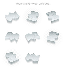 Image showing Vacation icons set: different views of metallic Map, transparent shadow, EPS 10 vector.