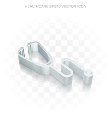 Image showing Medicine icon: Flat metallic 3d Stethoscope, transparent shadow, EPS 10 vector.