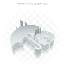 Image showing Privacy icon: Flat metallic 3d Family And Umbrella, transparent shadow, EPS 10 vector.