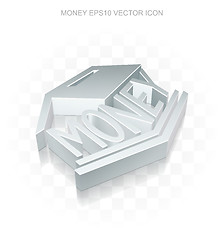 Image showing Currency icon: Flat metallic 3d Money Box, transparent shadow, EPS 10 vector.