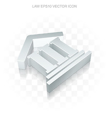 Image showing Law icon: Flat metallic 3d Courthouse, transparent shadow, EPS 10 vector.