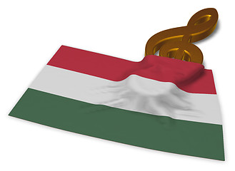 Image showing clef symbol symbol and hungarian flag - 3d rendering