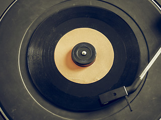 Image showing Vintage looking Vinyl record on turntable