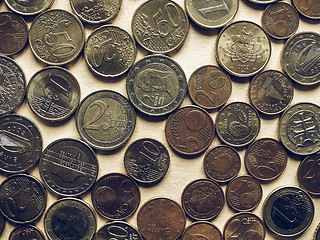 Image showing Vintage Euro coins background