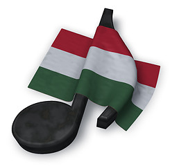 Image showing music note symbol symbol and hungarian flag - 3d rendering