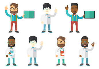 Image showing Vector set of doctor characters and patients.