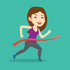 Image showing Athlete crossing finish line vector illustration.