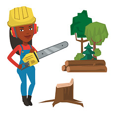 Image showing Lumberjack with chainsaw vector illustration.