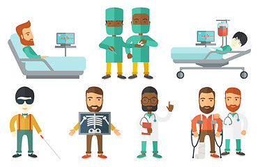 Image showing Vector set of doctor characters and patients.