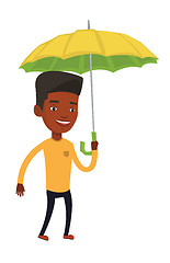 Image showing Businessman insurance agent with umbrella.