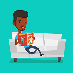 Image showing Man reading magazine on sofa vector illustration