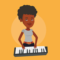 Image showing Woman playing piano vector illustration.