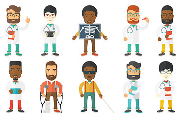 Image showing Vector set of doctor characters and patients.