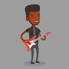 Image showing Man playing electric guitar vector illustration.