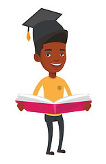 Image showing Graduate with book in hands vector illustration.