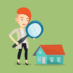 Image showing Woman looking for house vector illustration.