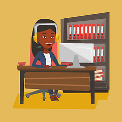 Image showing Woman playing computer game vector illustration.
