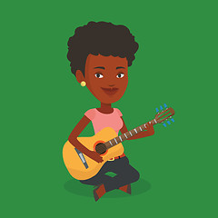 Image showing Woman playing acoustic guitar vector illustration.